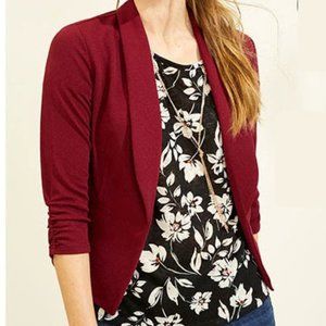 Maurices Maroon Textured Open-front Blazer Large